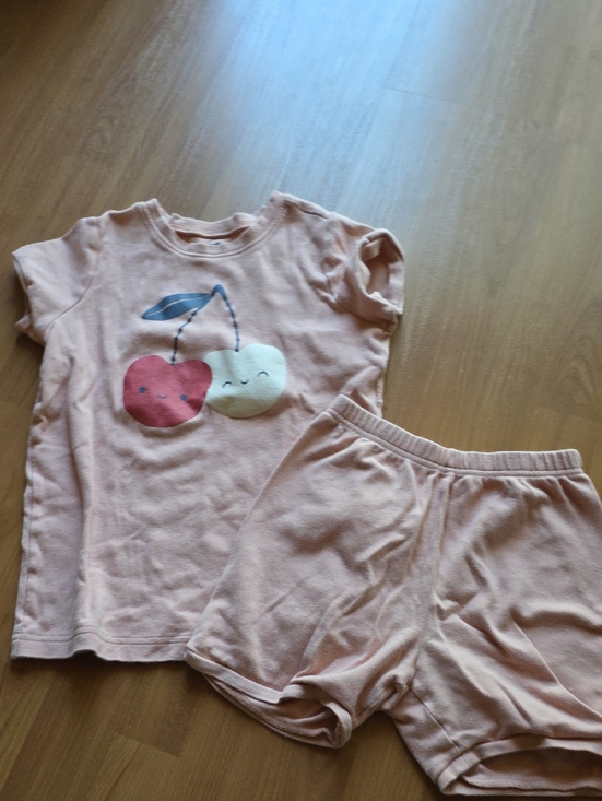 Pekkle Other - Girls' Pink Cherry Short-Sleeve Pajama Set